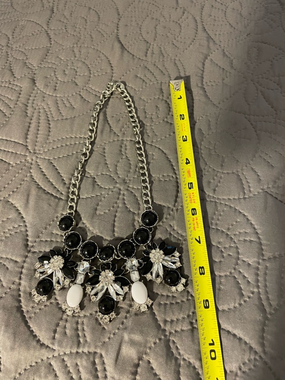Statement Black & White Crystal Bib Necklace